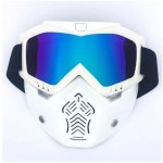 Face protection mask, made from hard plastic + ski goggles, multicolor lenses, model MDA03